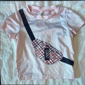 Shein Pink Kids T-Shirt with Plaid Design